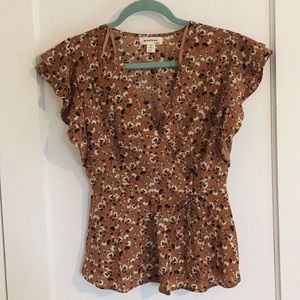 V neck short sleeve blouse